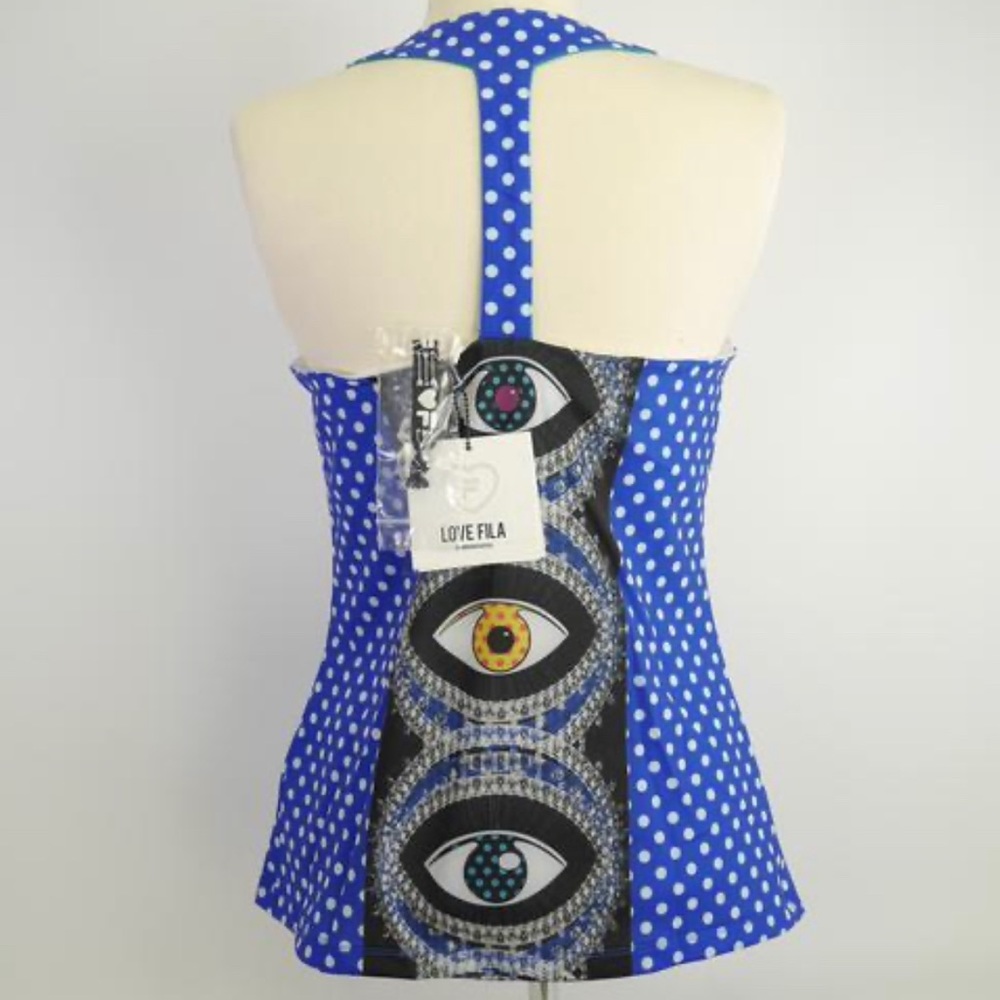 Fila Evil Eye Preppy Tank Top Atleisure Polka Dot Tennis PickleBall Size S M New - Picture 14 of 16